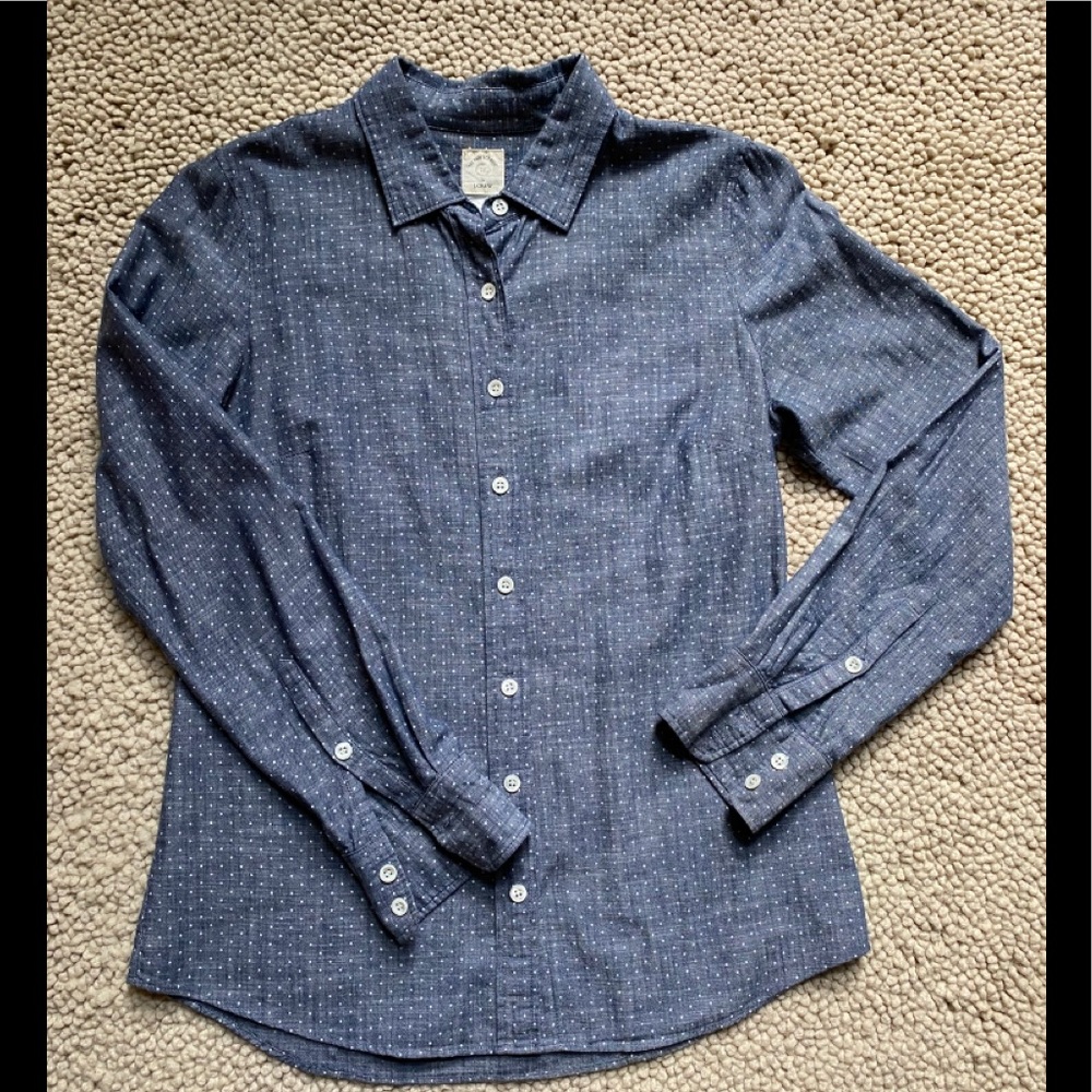 J Crew Perfect Shirt in Chambray Dot